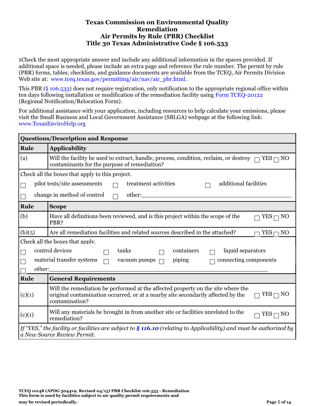 TCEQ-Title 30 Texas Administrative Code 106.533