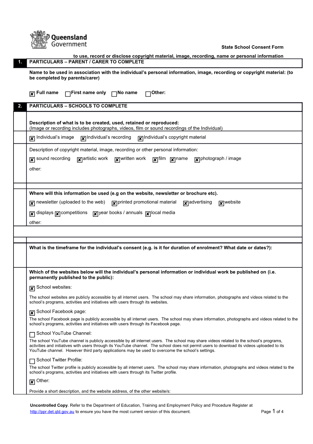 State School Consent Form