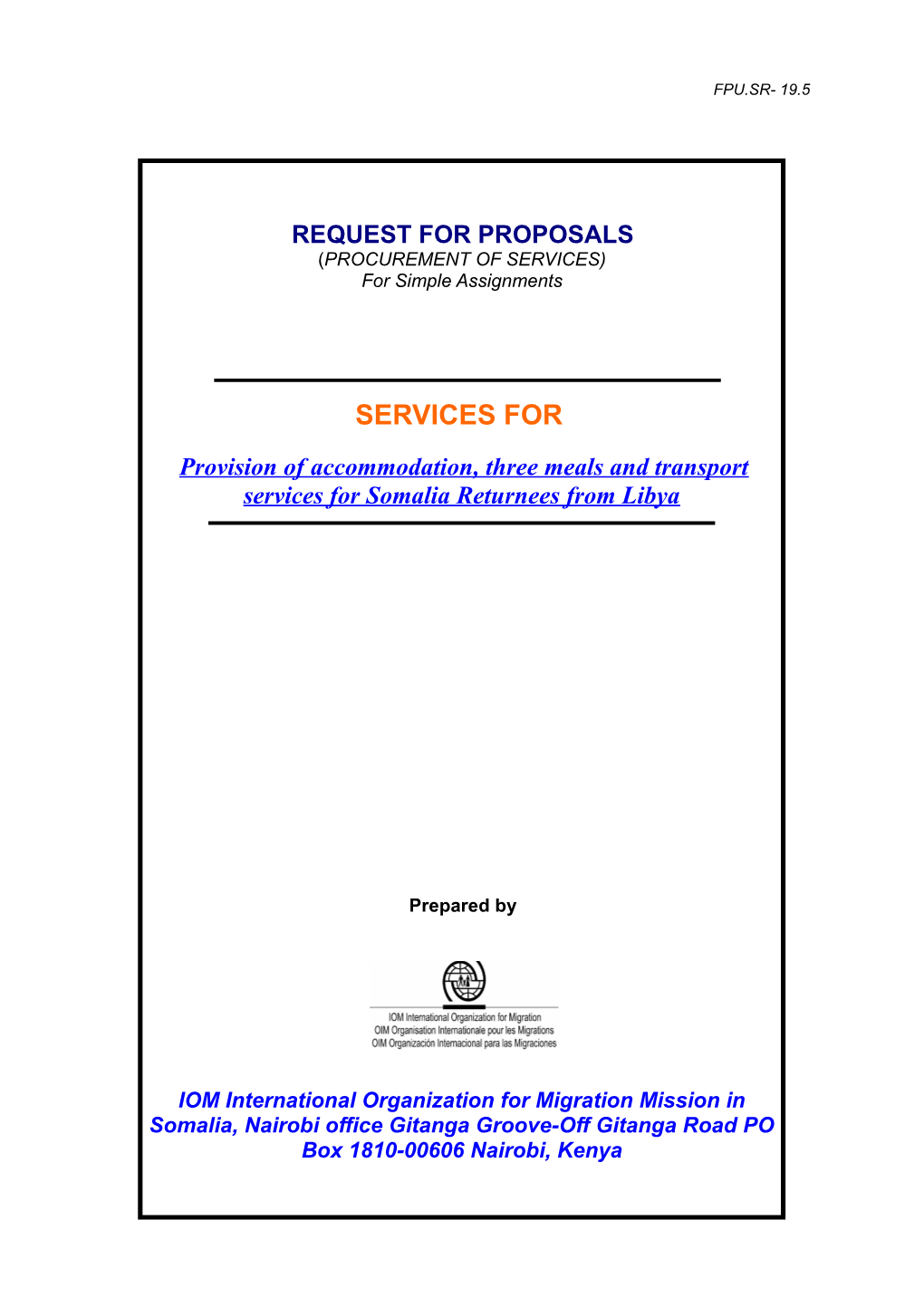 19 05 Request for Proposal for Services (RFP-S)-Updated July 2012