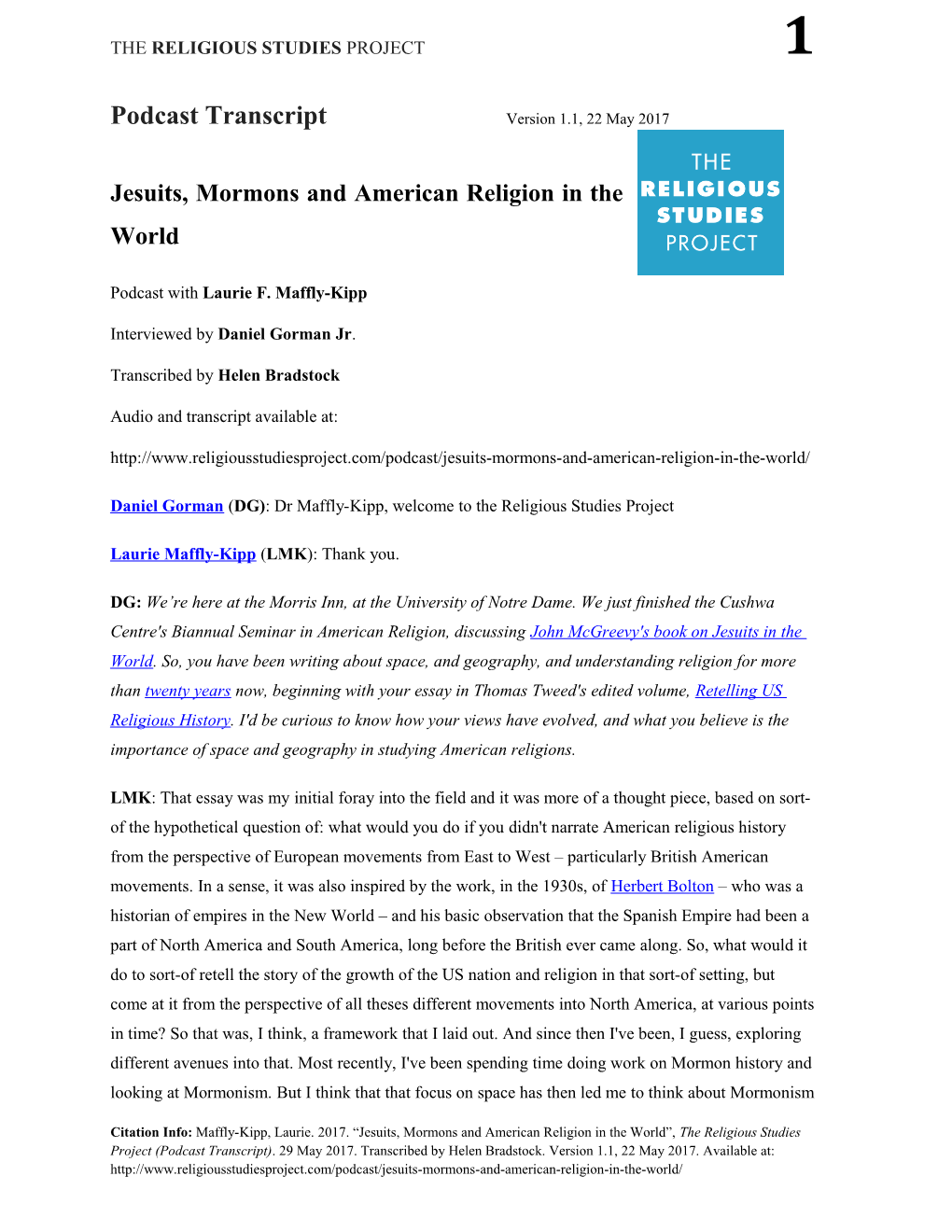 Jesuits, Mormons and American Religion in the World