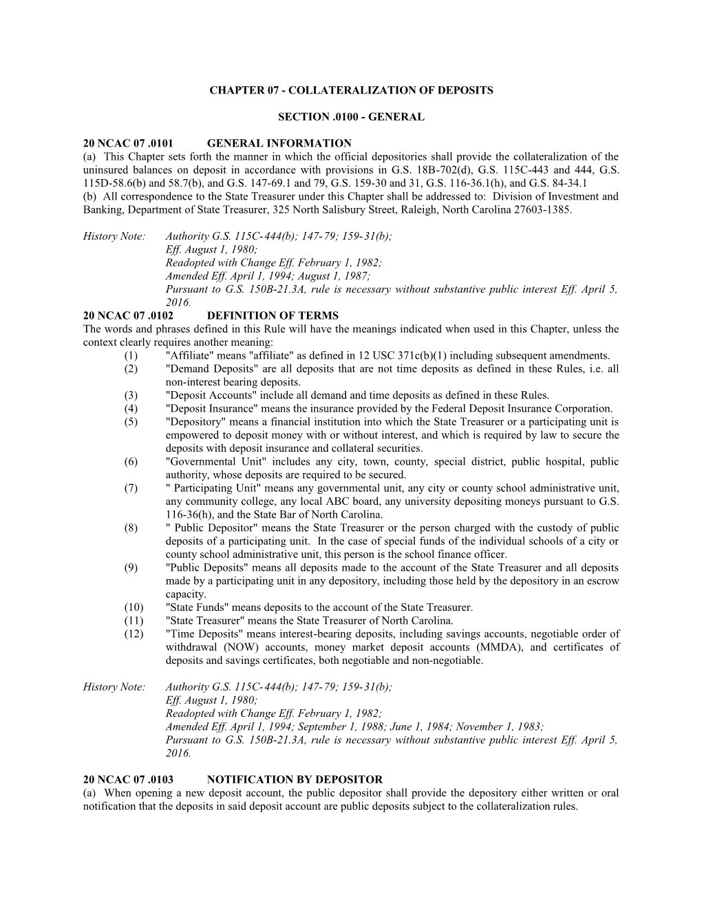 Chapter 07 Collateralization of Deposits