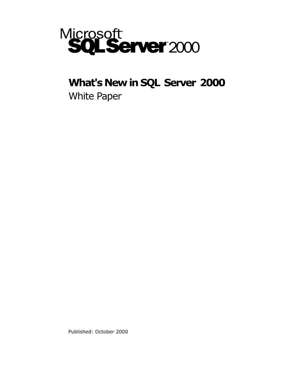 What's New in Sqlserver2000