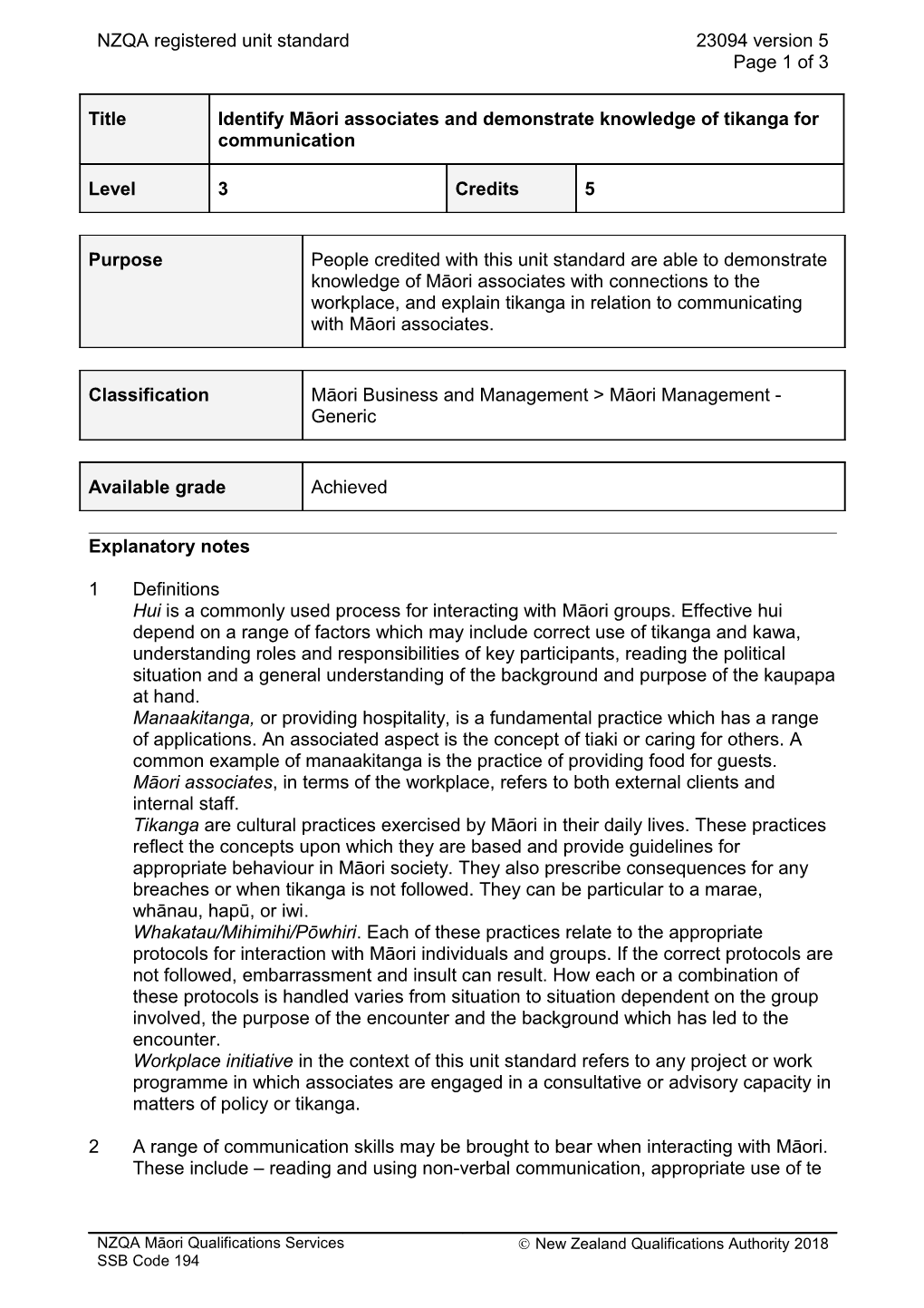 23094 Identify Māori Associates and Demonstrate Knowledge of Tikanga for Communication