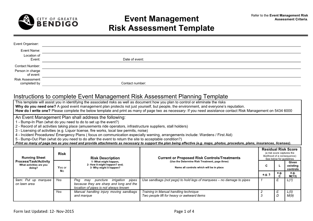 Event Management Planning Template 2012
