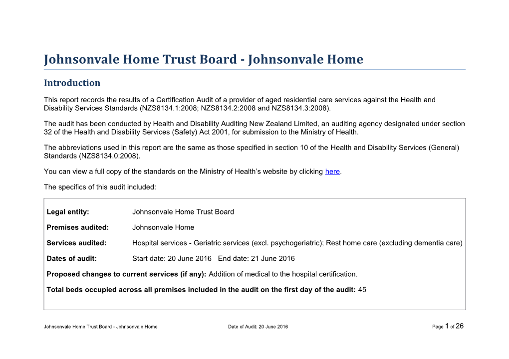 Johnsonvale Home Trust Board - Johnsonvale Home
