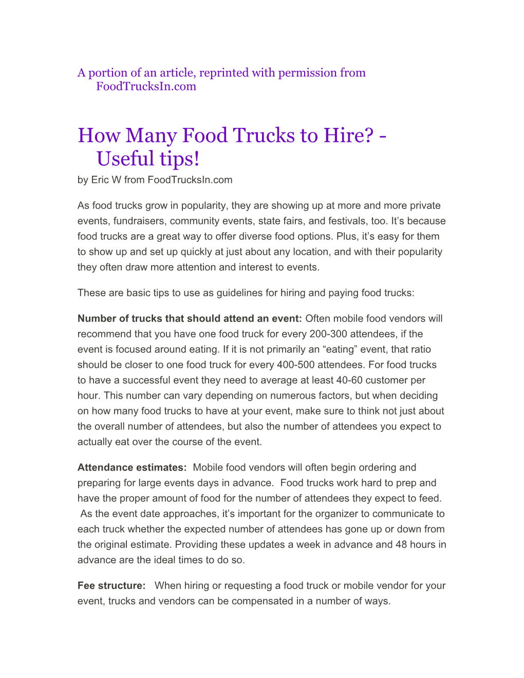 How Many Food Trucks to Hire