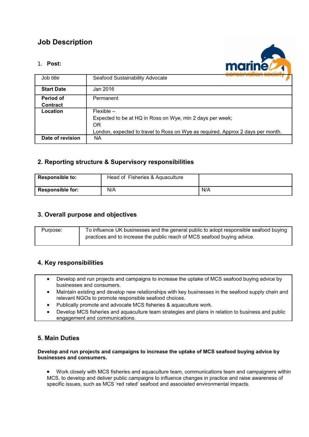 2. Reporting Structure & Supervisory Responsibilities