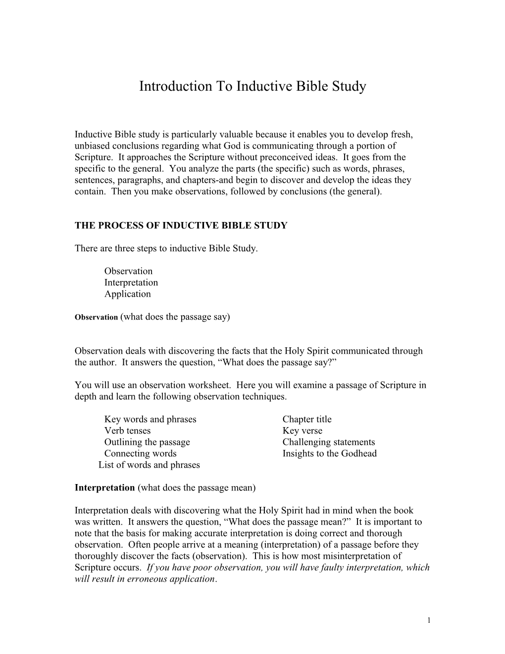 Introduction to Inductive Bible Study