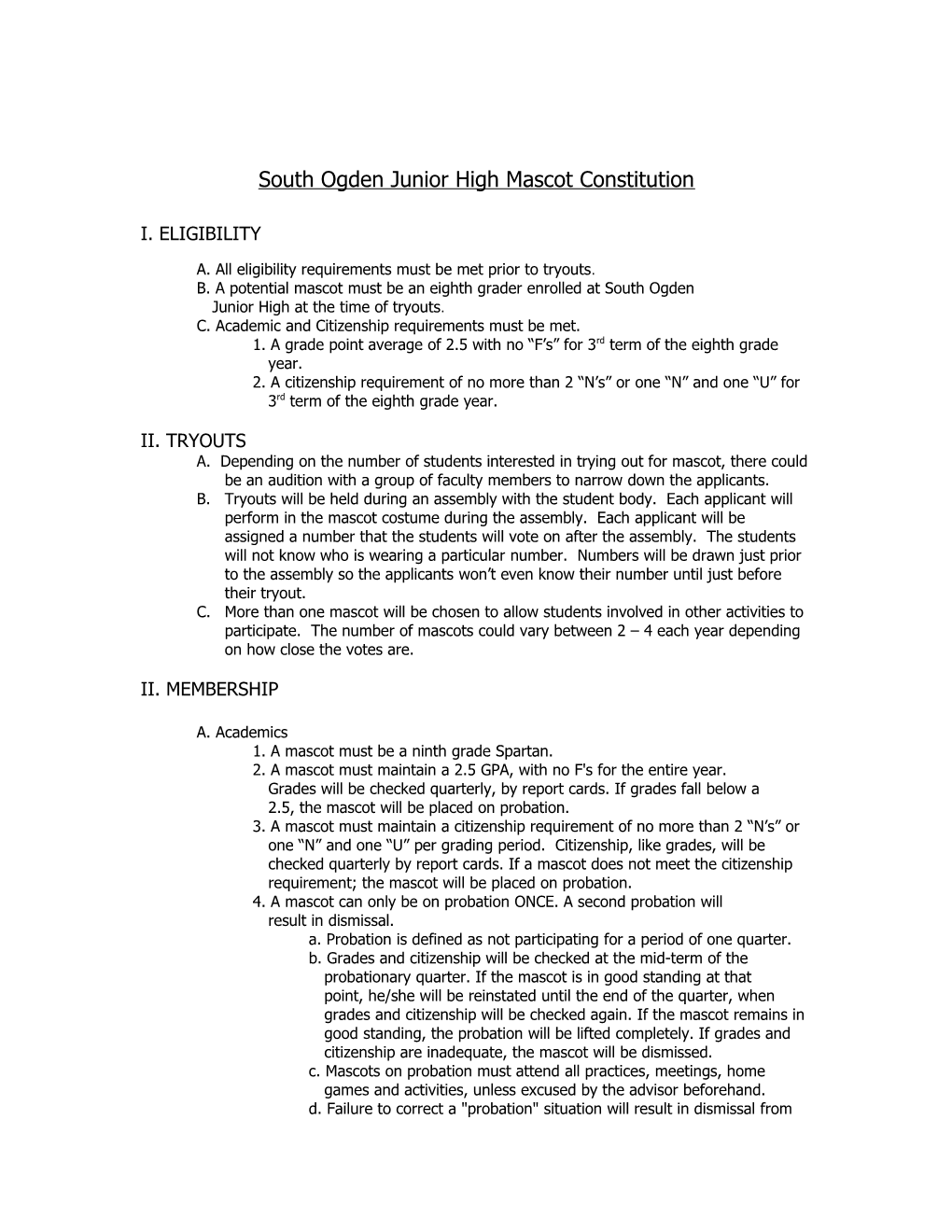 South Ogden Junior High Cheerleading Constitution