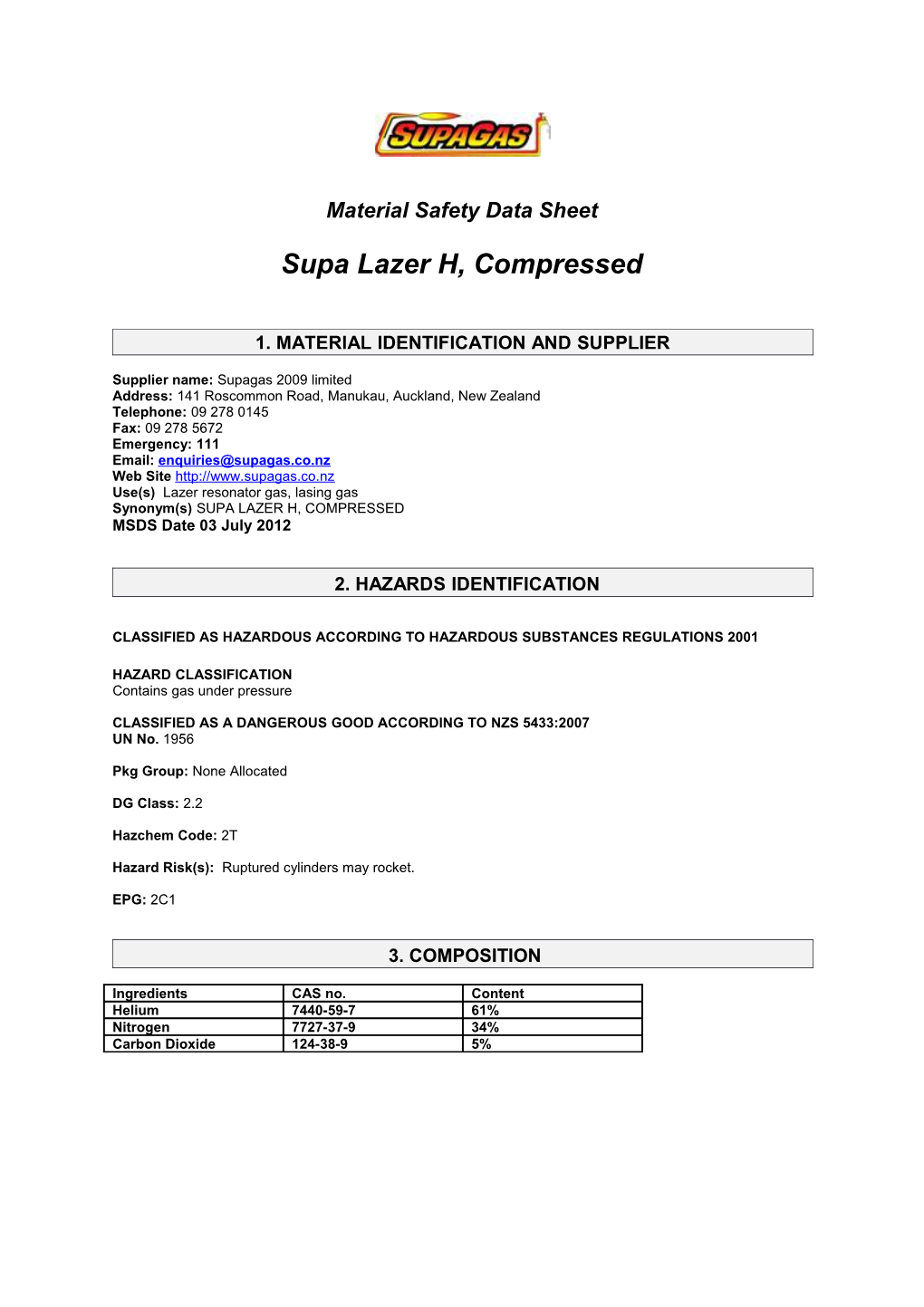 Material Safety Data Sheet s13