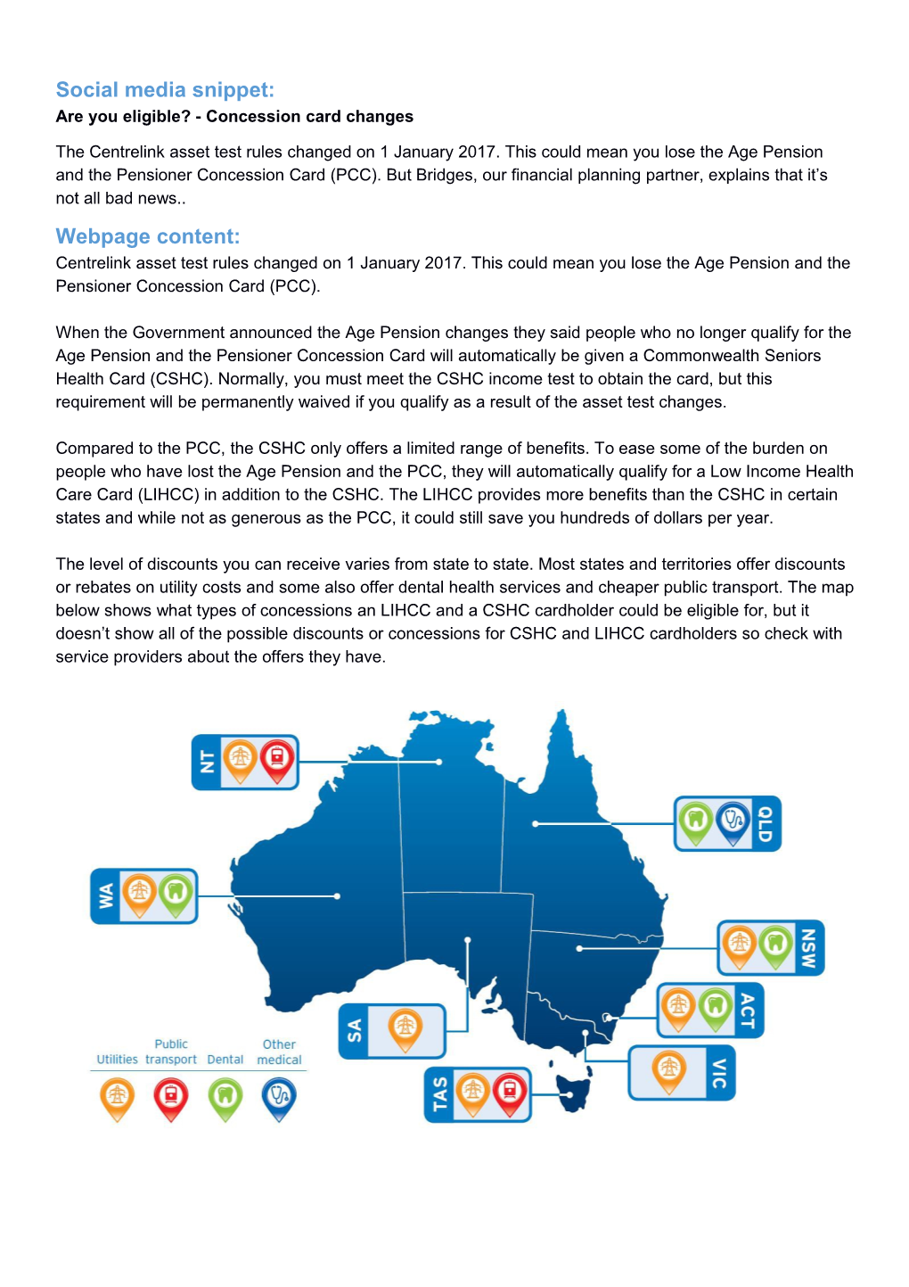 Are You Eligible? - Concession Card Changes