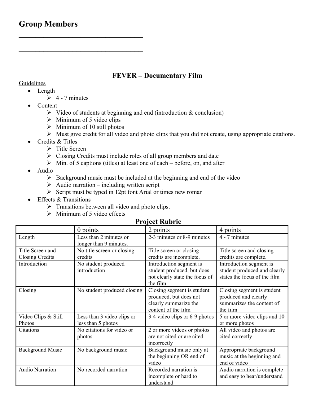 FEVER Movie Maker Guidelines