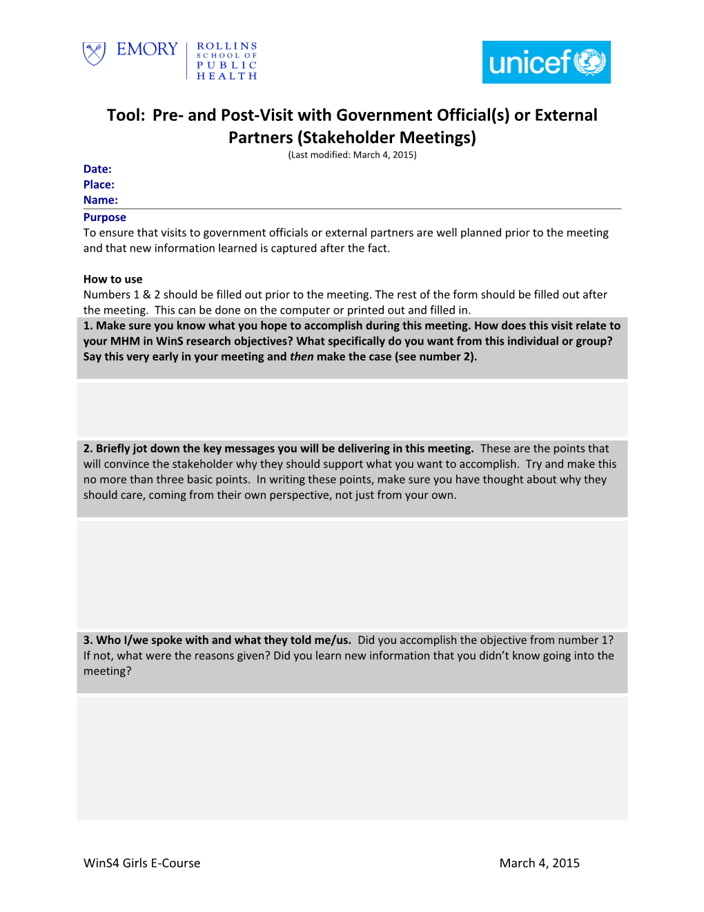 Overnment Official - External Partner Meeting Report Template