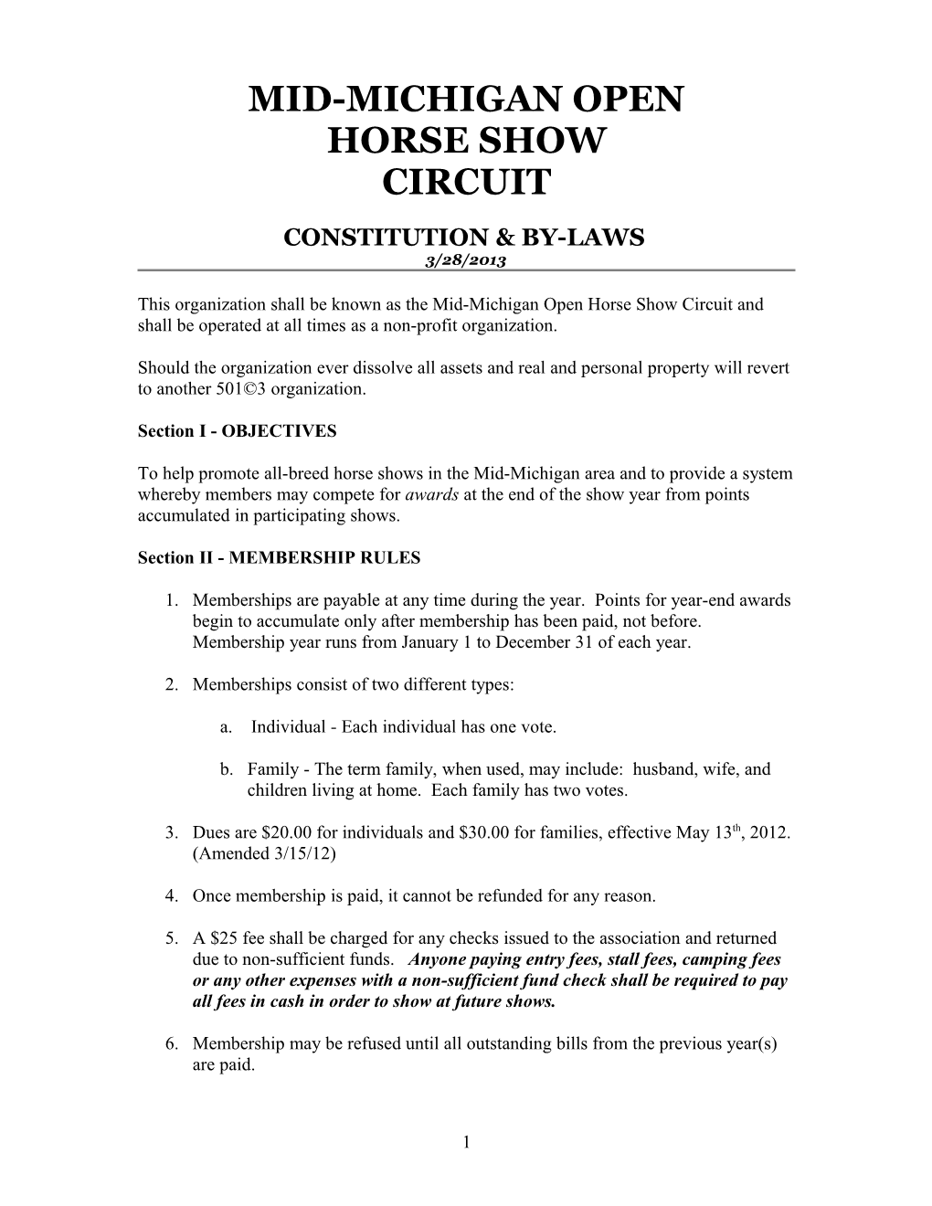 Mid-Michigan Open Horse Show Circuit