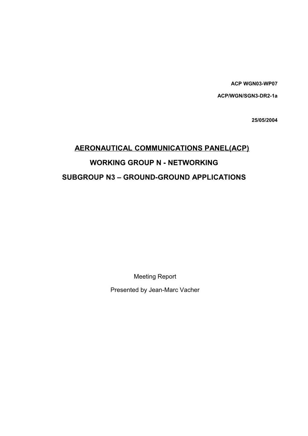 Aeronautical Communications Panel(Acp) s1