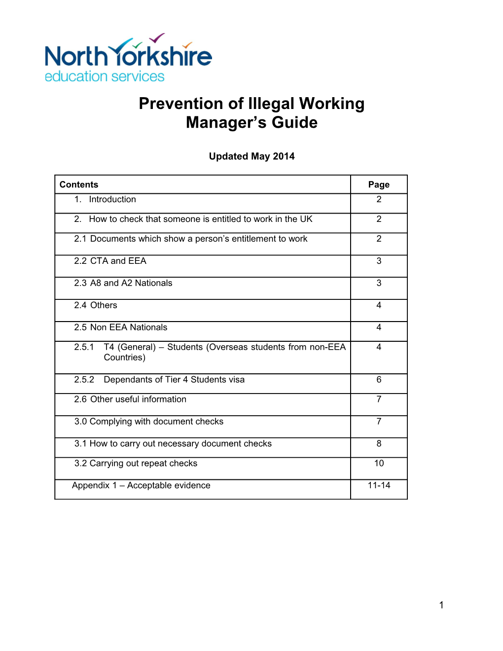 Prevention of Illegal Working - Managers Guide