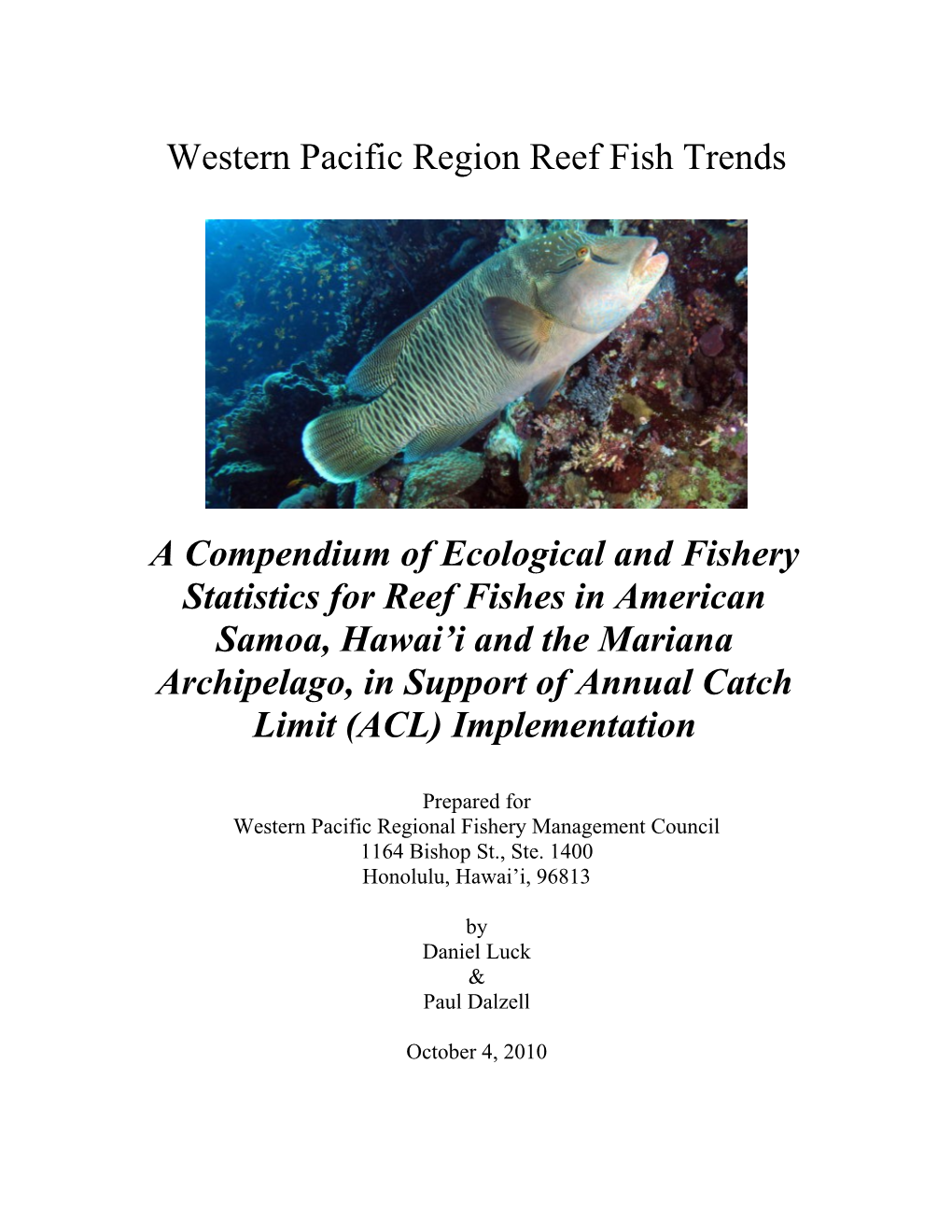 Western Pacific Region Reef Fish Trends