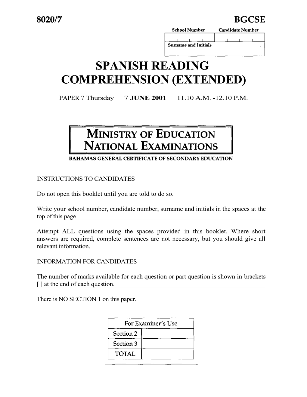 Spanish Reading