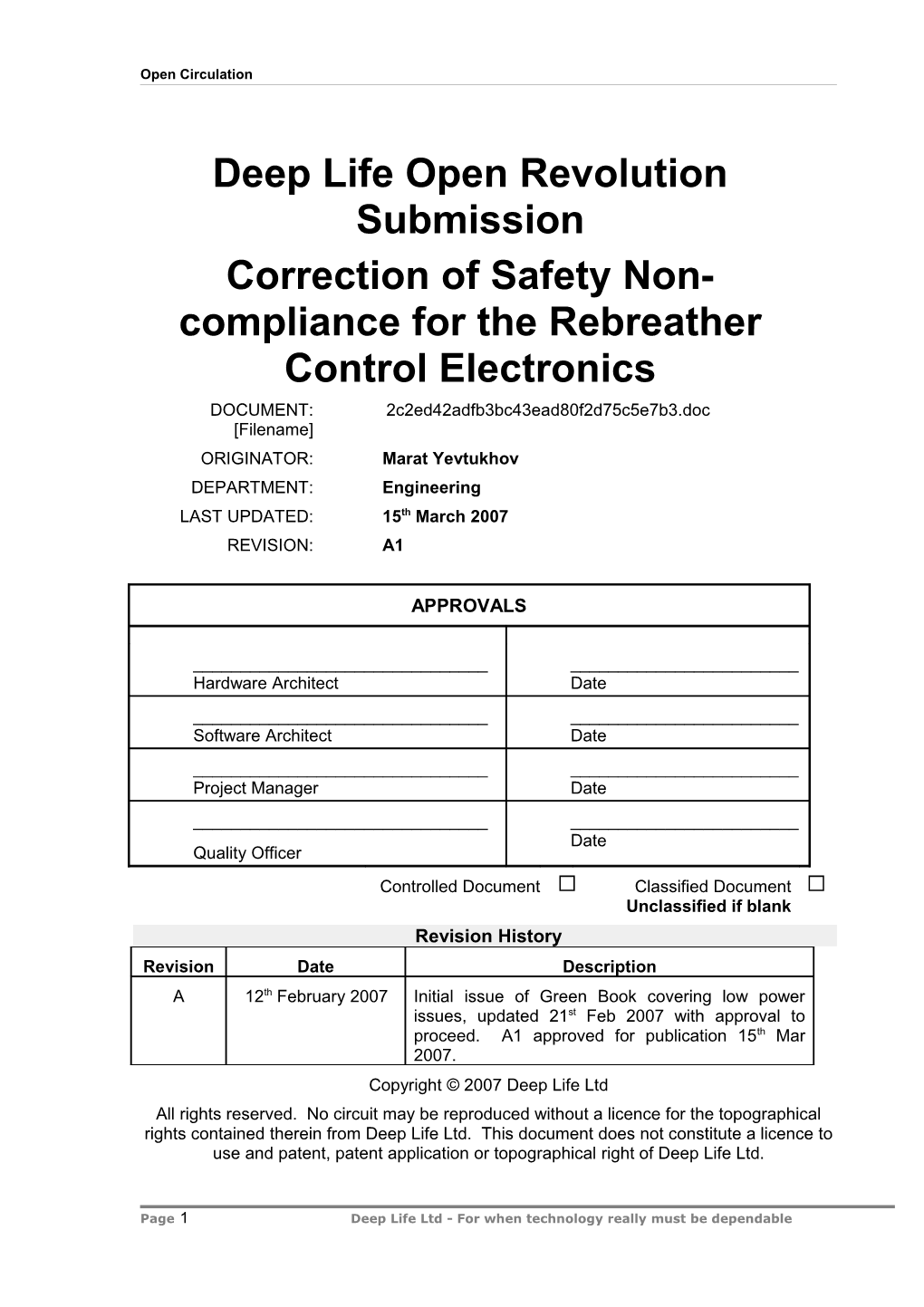 Open Revolution Electronics Conformance EN61508