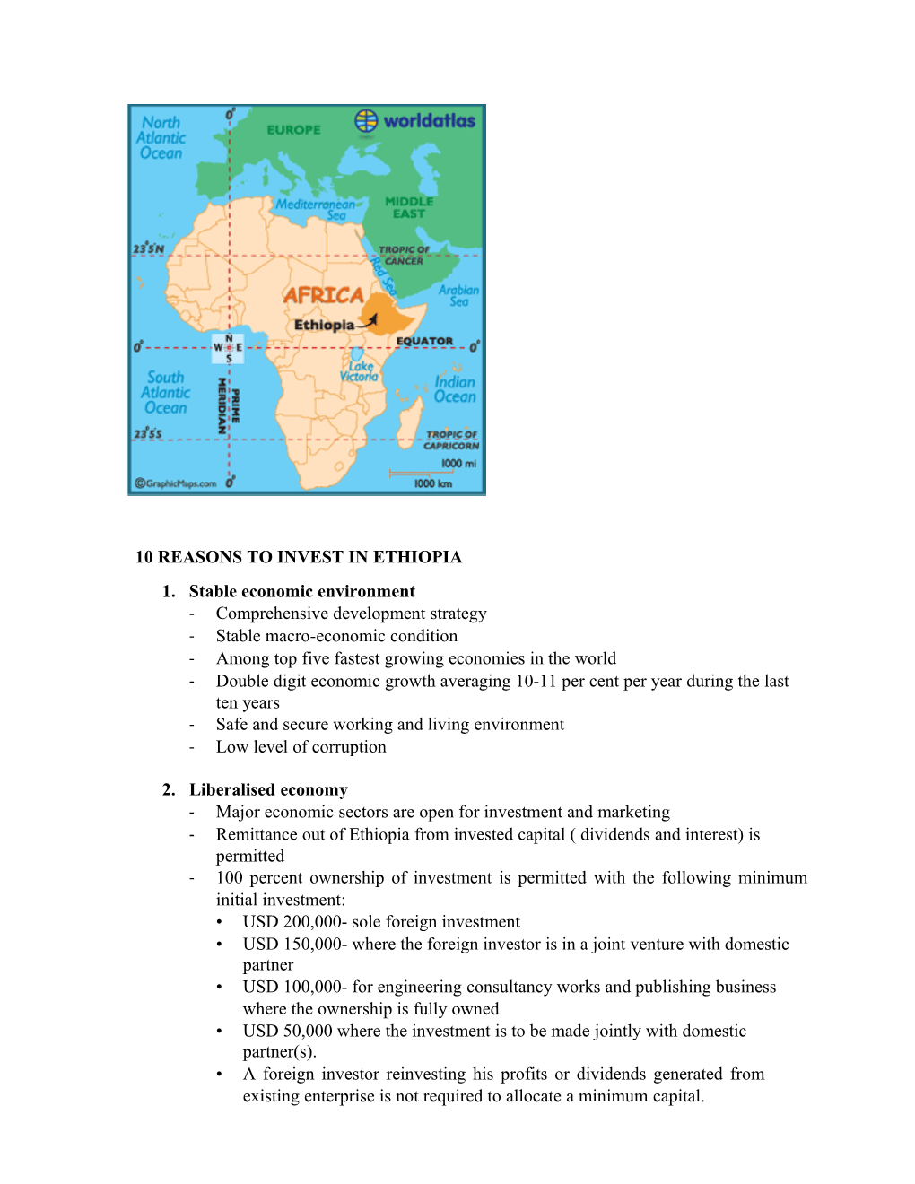 10 Reasons to Invest in Ethiopia