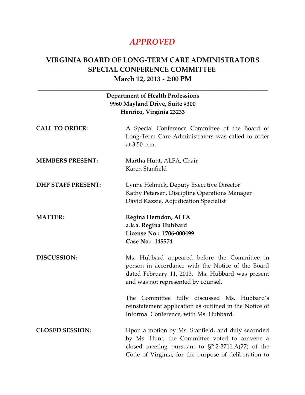 Virginia Board of Long-Term Care Administrators s1