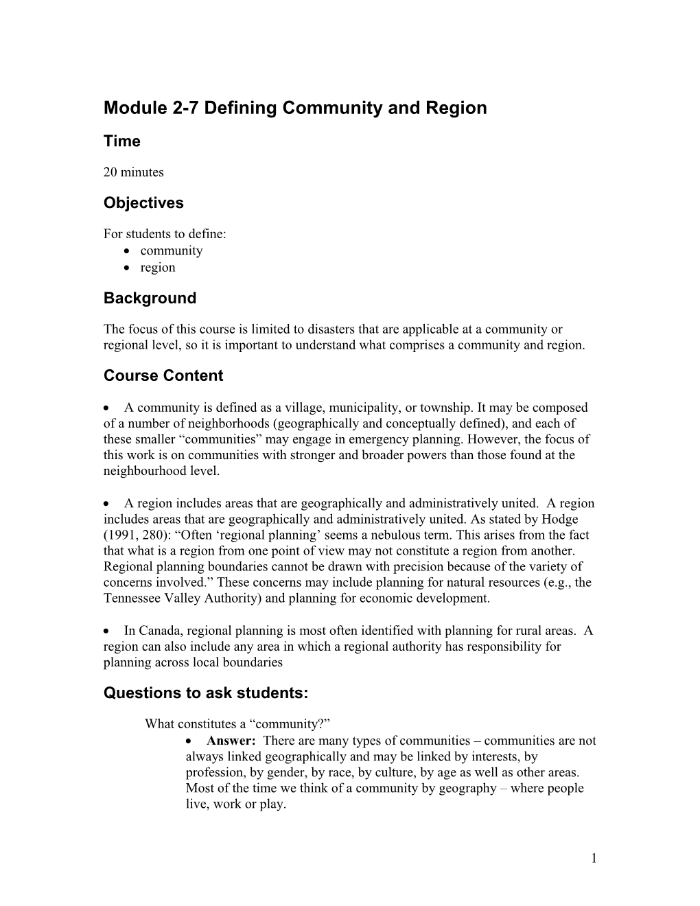 Module 2-7Defining Community and Region