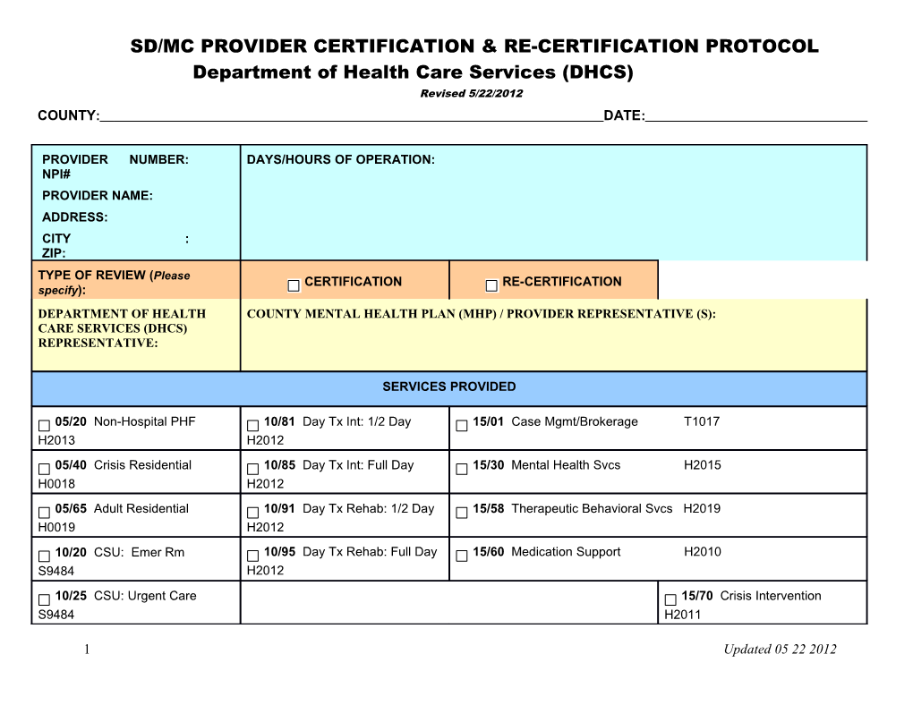 SD/MC CERTIFICATION Re-CERTIFICATION PROTOCOL Updated