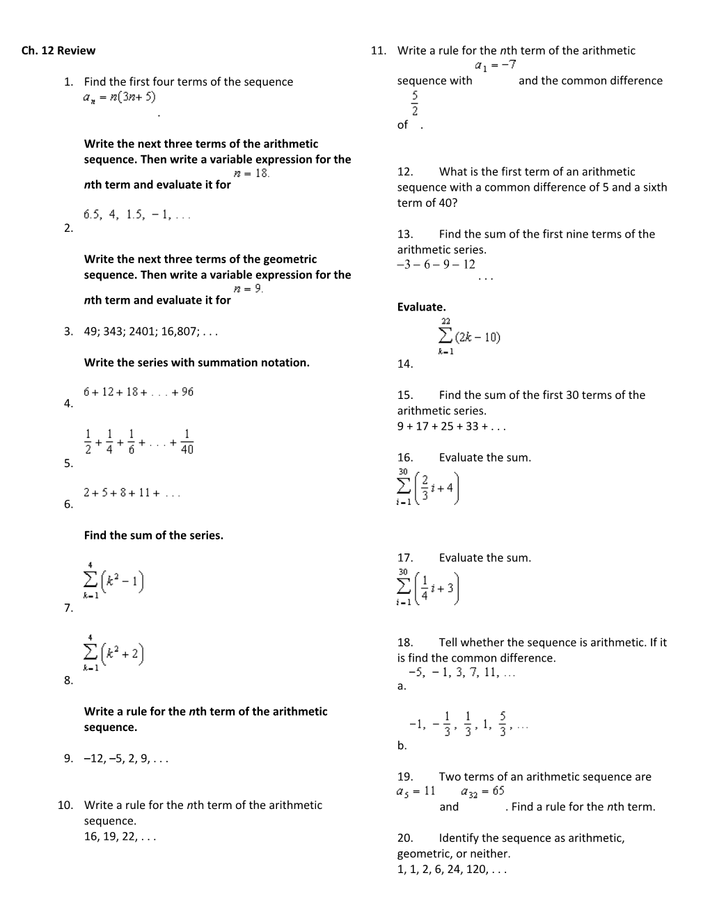 Write the Series with Summation Notation