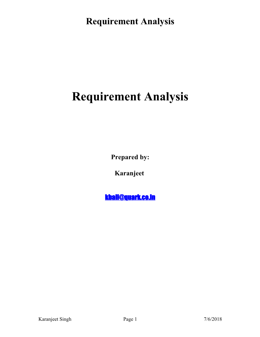 Requirement Analysis