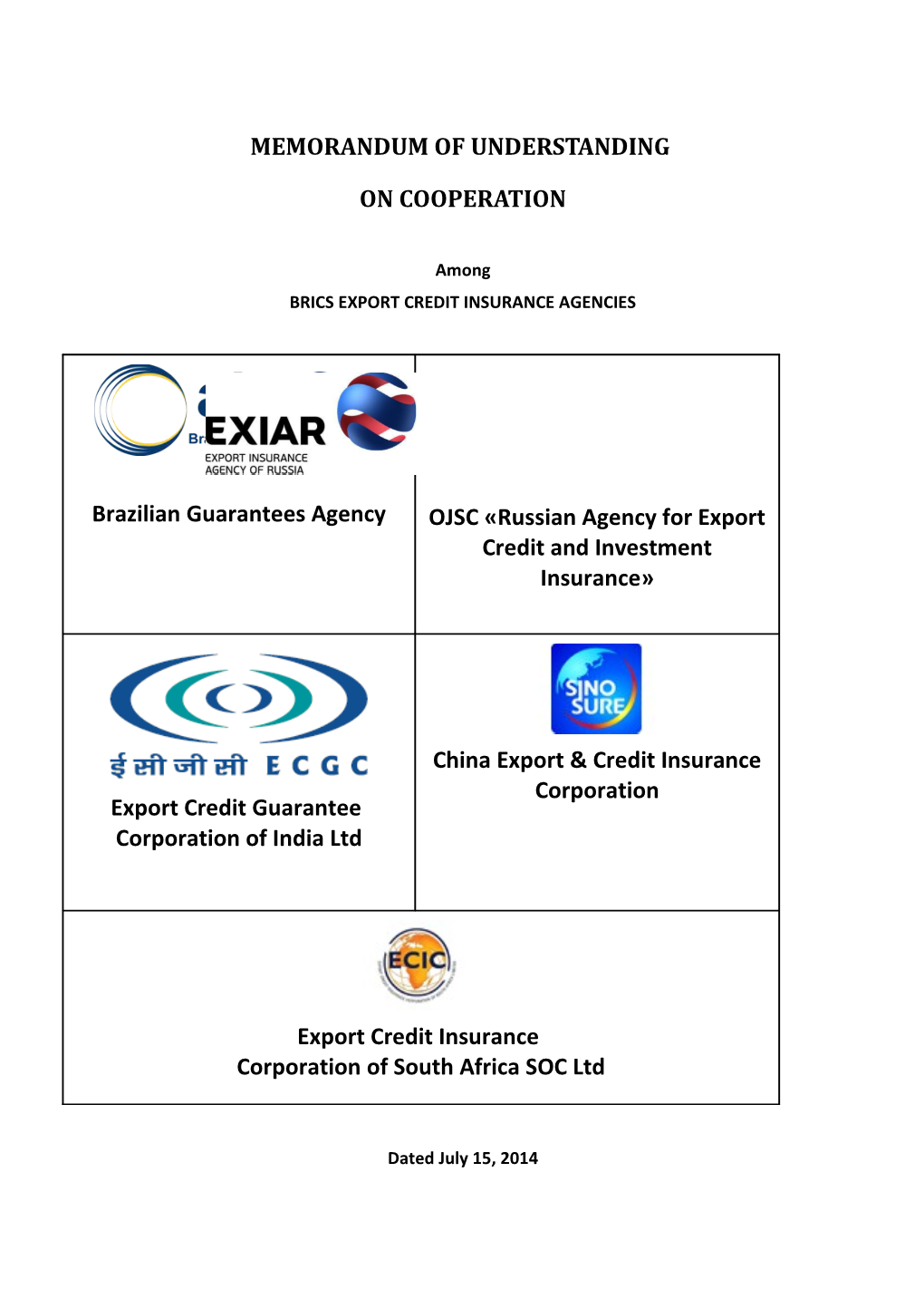 Brics Export Credit Insurance Agencies