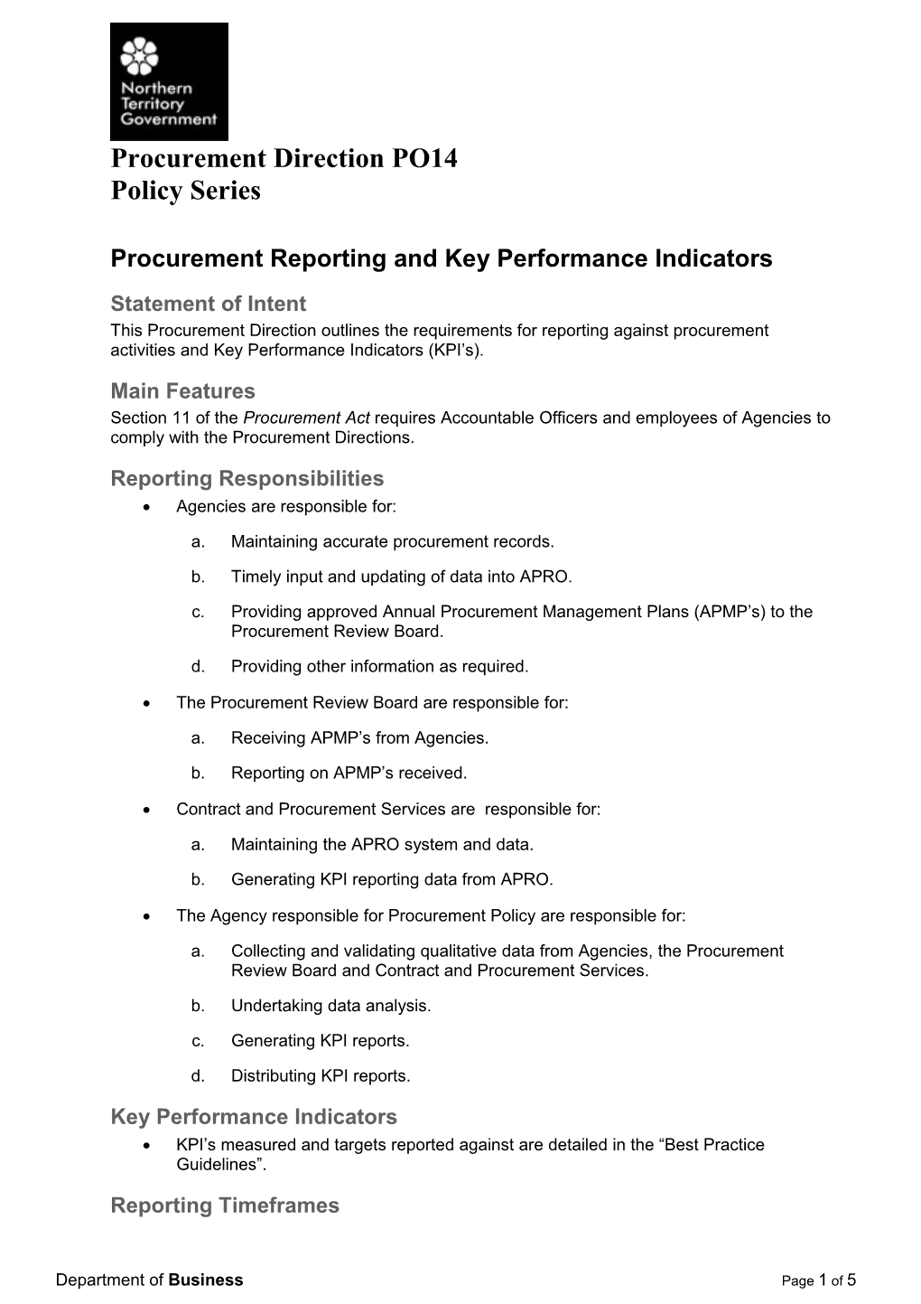 Procurement Reporting and Kpis - PO14 (18 April 2016)
