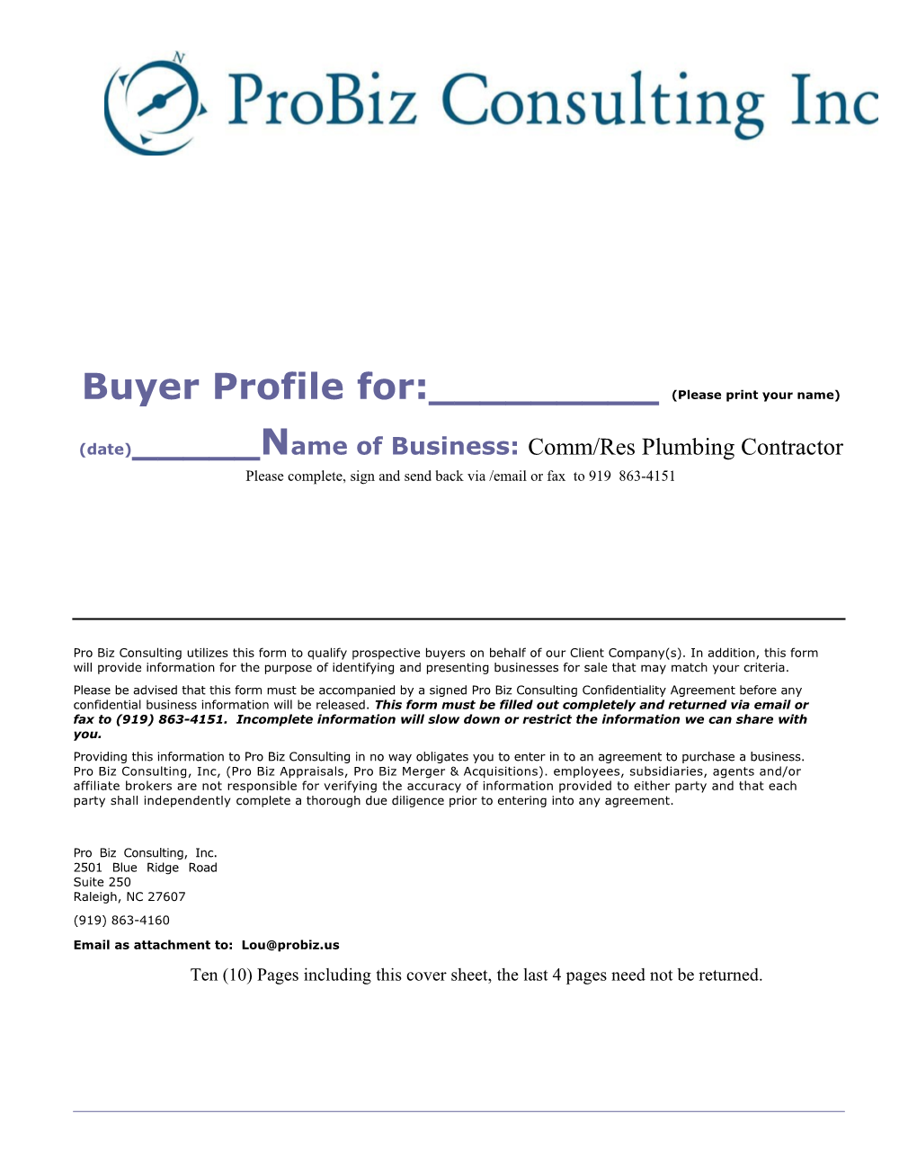 Probiz Consulting, Inc. 2501 Blue Ridge Road Suite 250