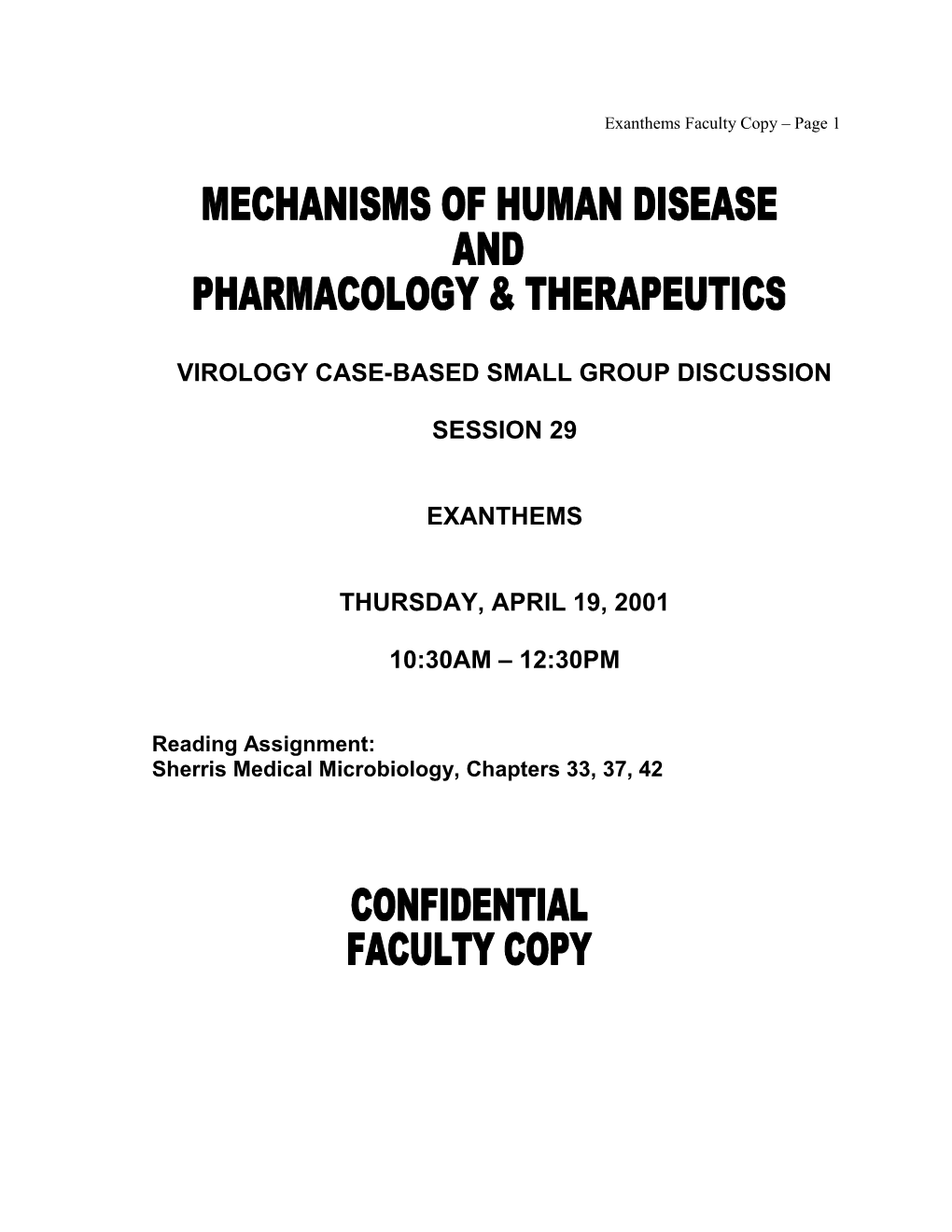 Virology Case-Based Small Group Discussion