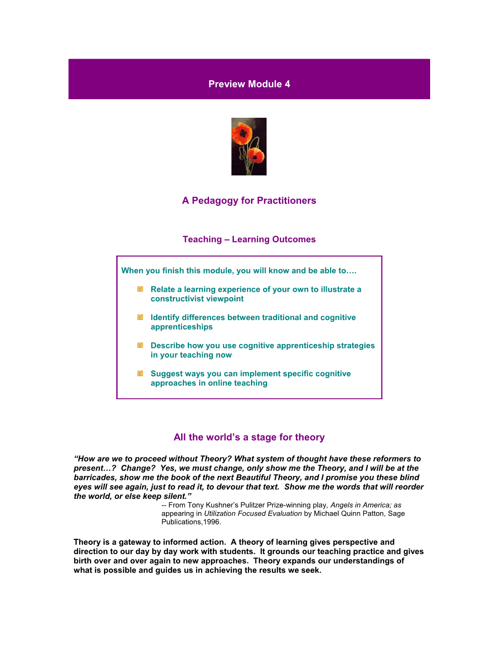 A Pedagogy for Practitioners