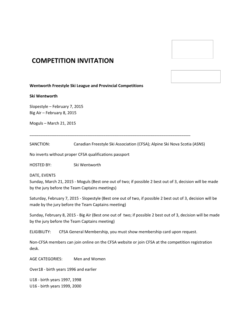 Competition Invitation