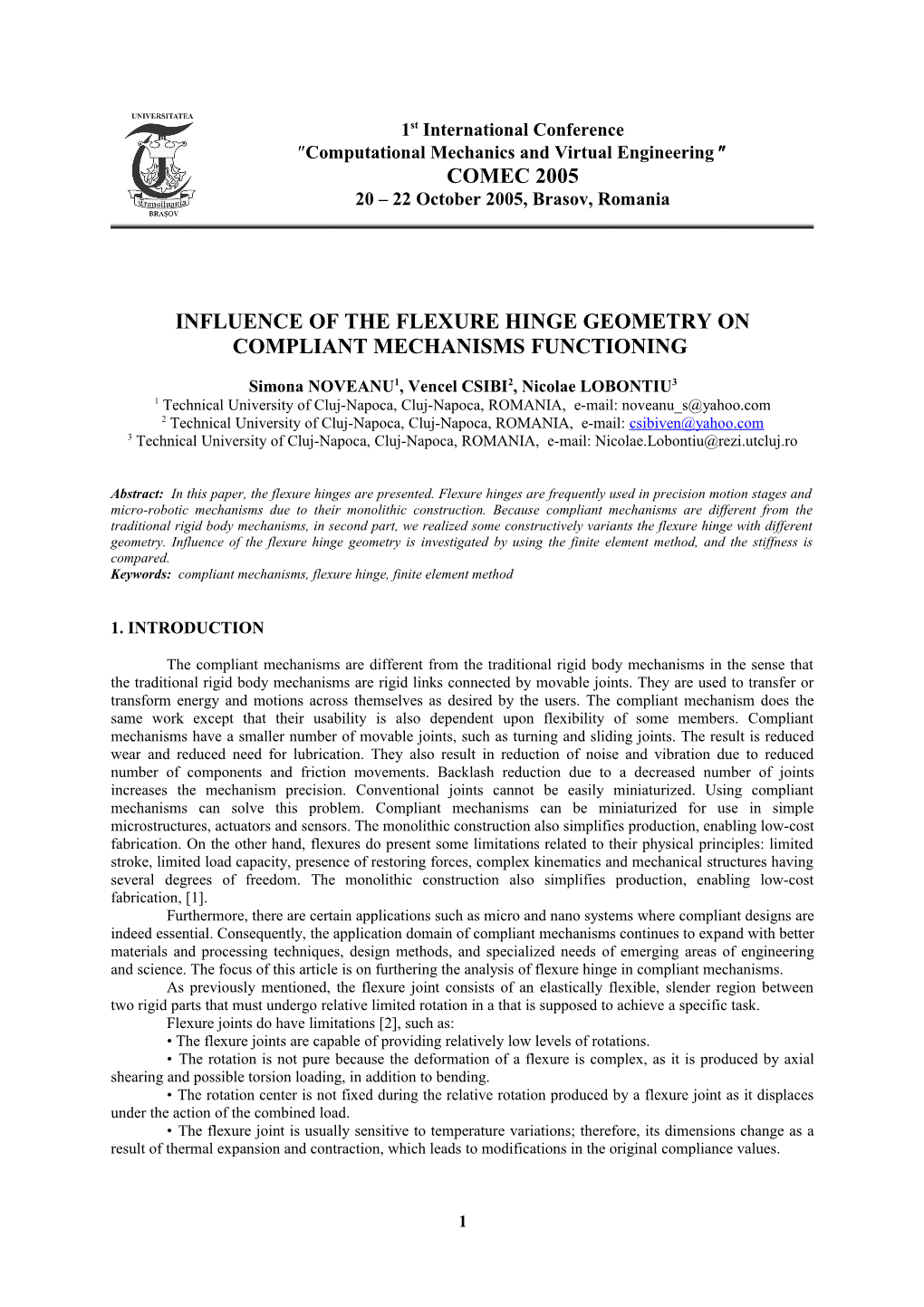 Influence of the Flexure Hinge Geometry On