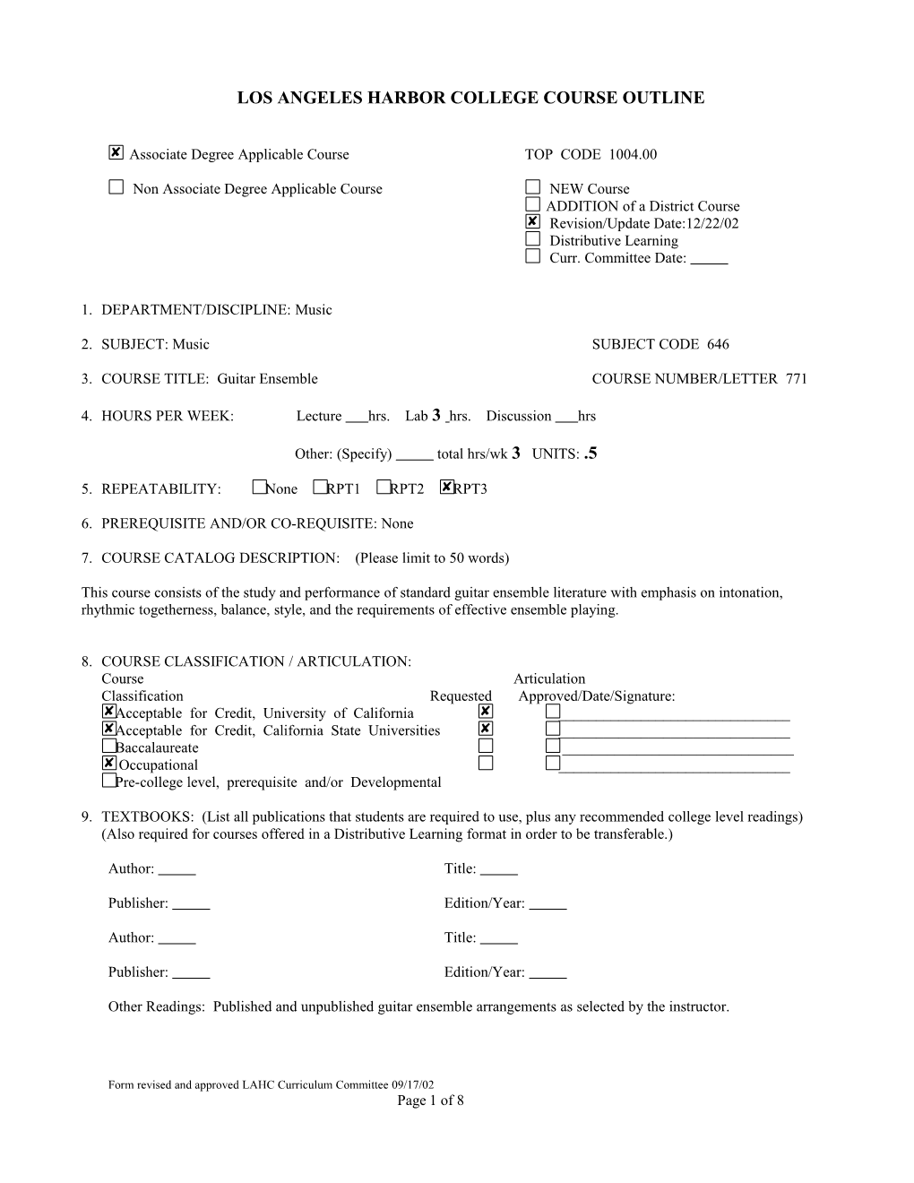 Los Angeles Harbor College Course Outline s3