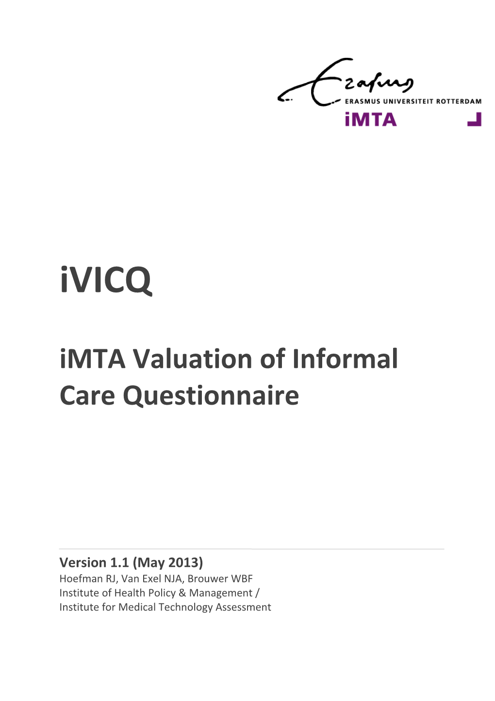 Imta Valuation of Informal Care Questionnaire