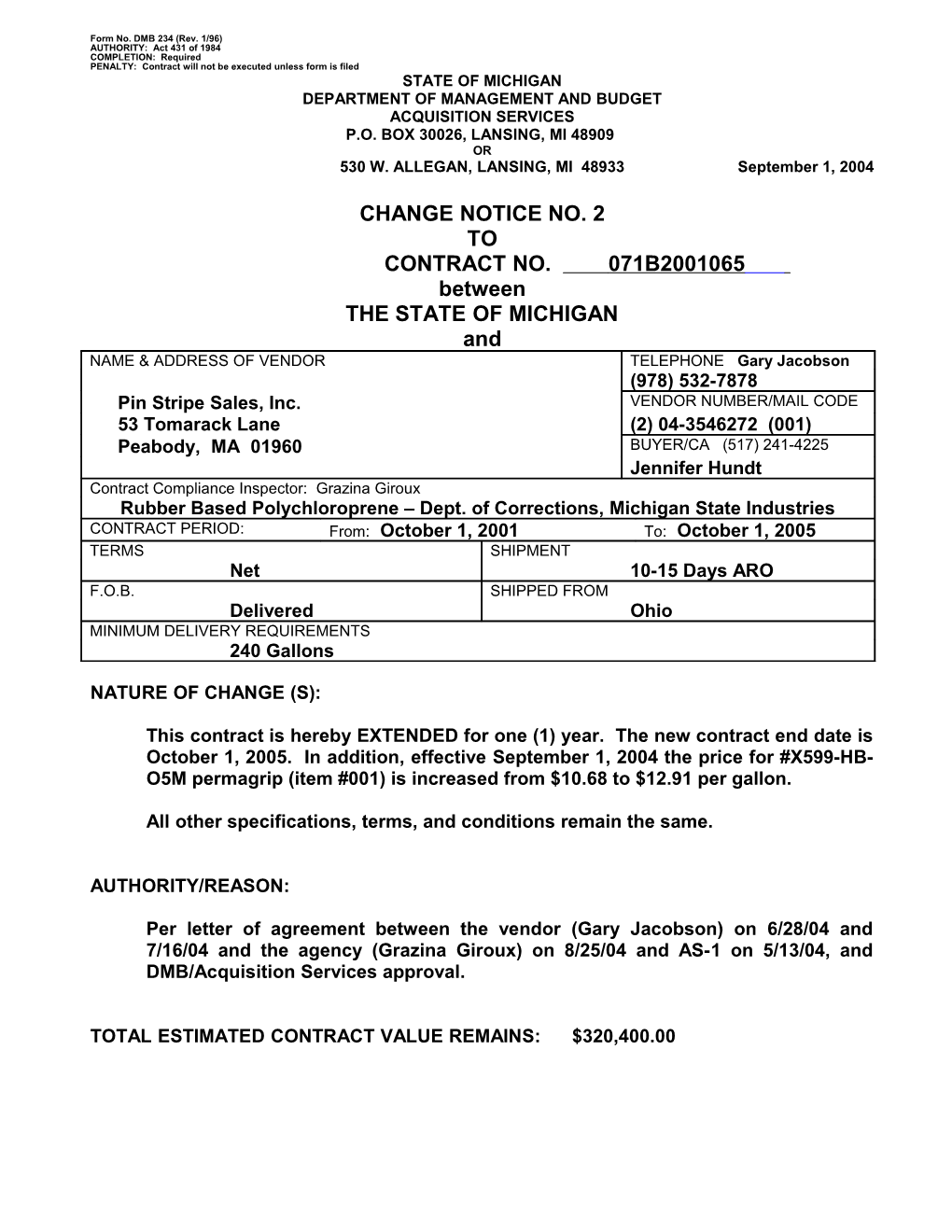 Form No. DMB 234 (Rev. 1/96)