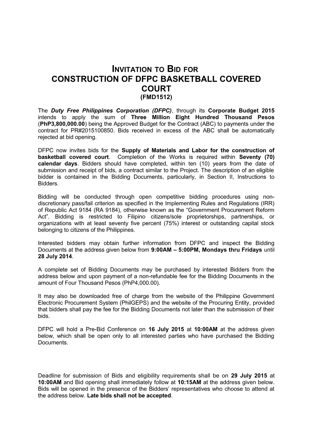 Construction of Dfpc Basketball Covered Court
