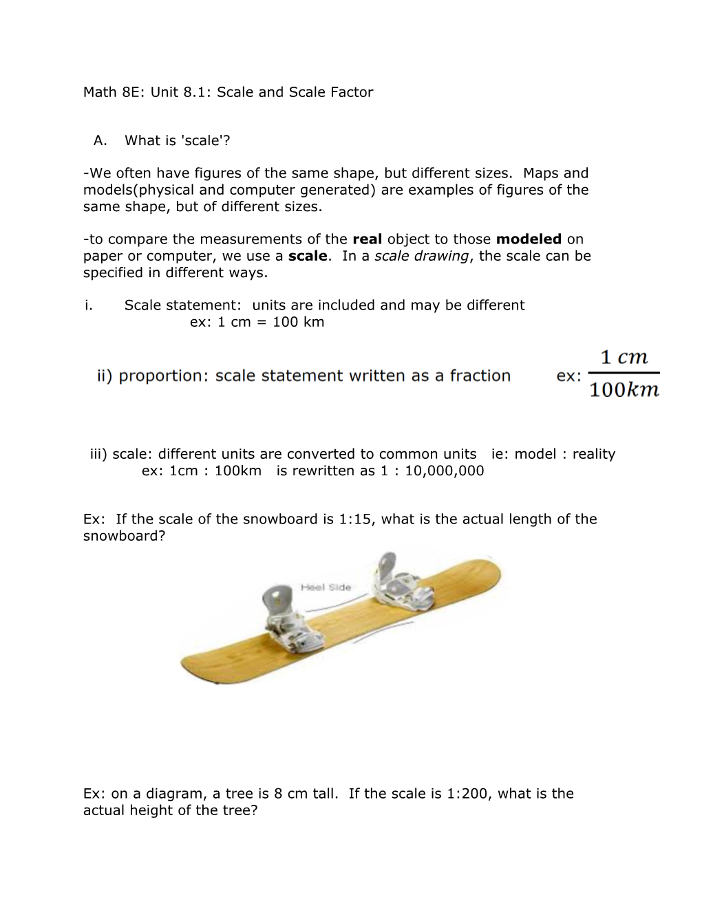 Math 8E: Unit 8.1: Scale and Scale Factor