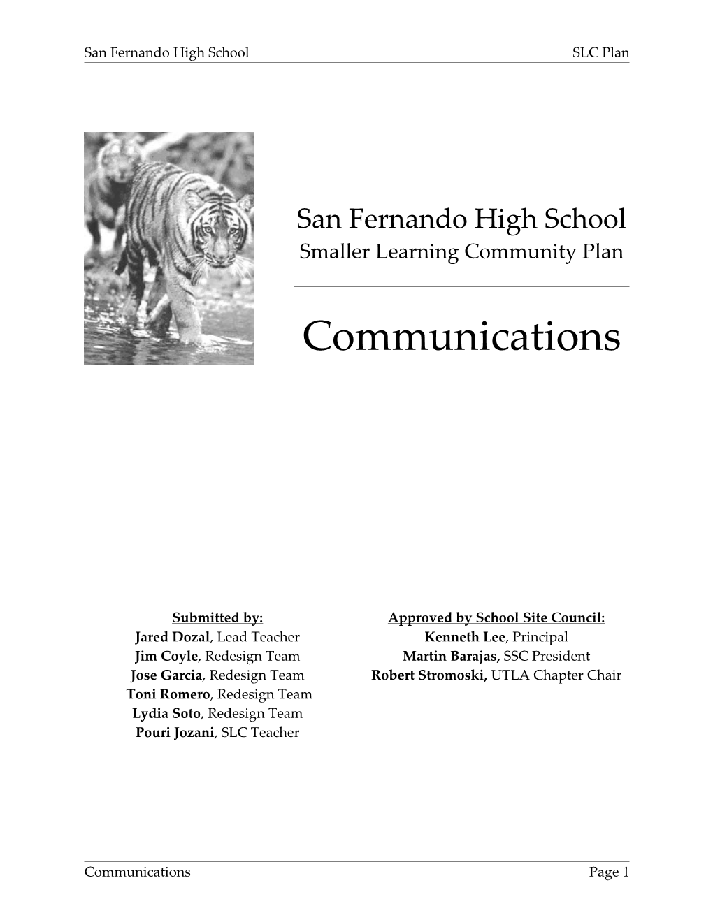 San Fernando High School SLC Plan