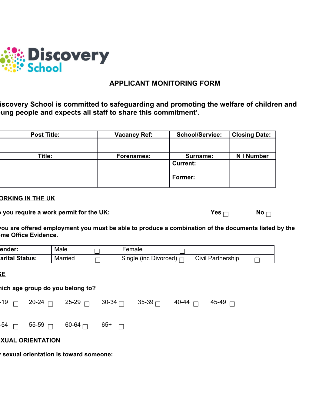 Applicant Monitoring Form