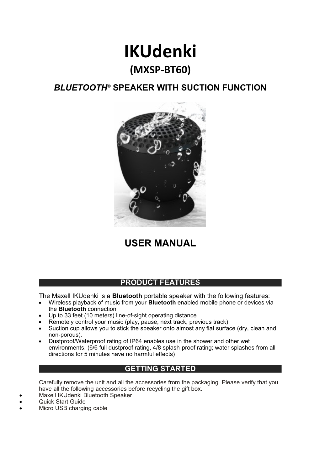 Bluetooth Speaker with Suction Function