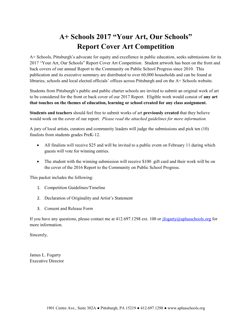 A+ Schools 2017 Your Art, Our Schools Report Cover Art Competition