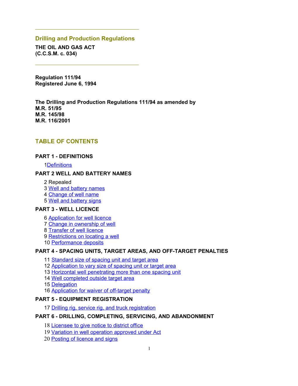 Drilling and Production Regulations