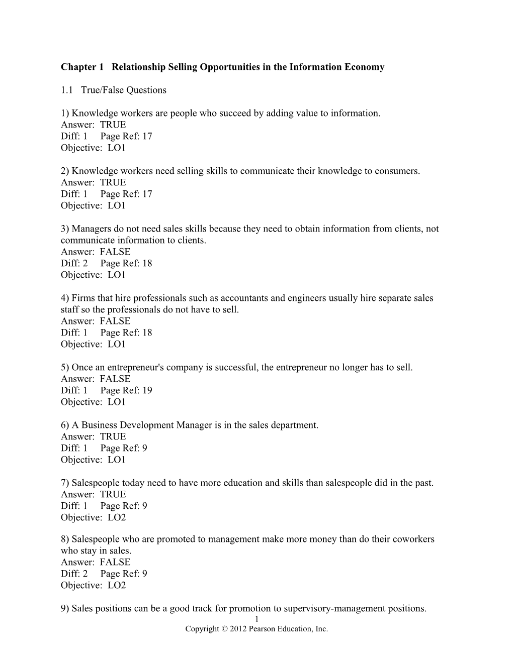 Chapter 1 Relationship Selling Opportunities in the Information Economy