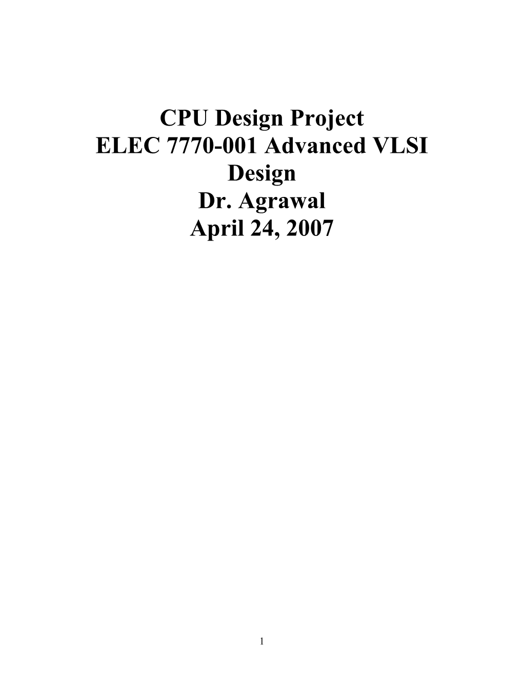 ELEC 7770-001 Advanced VLSI Design