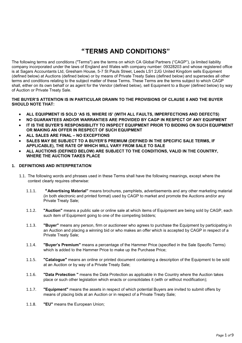 Terms and Conditions s9