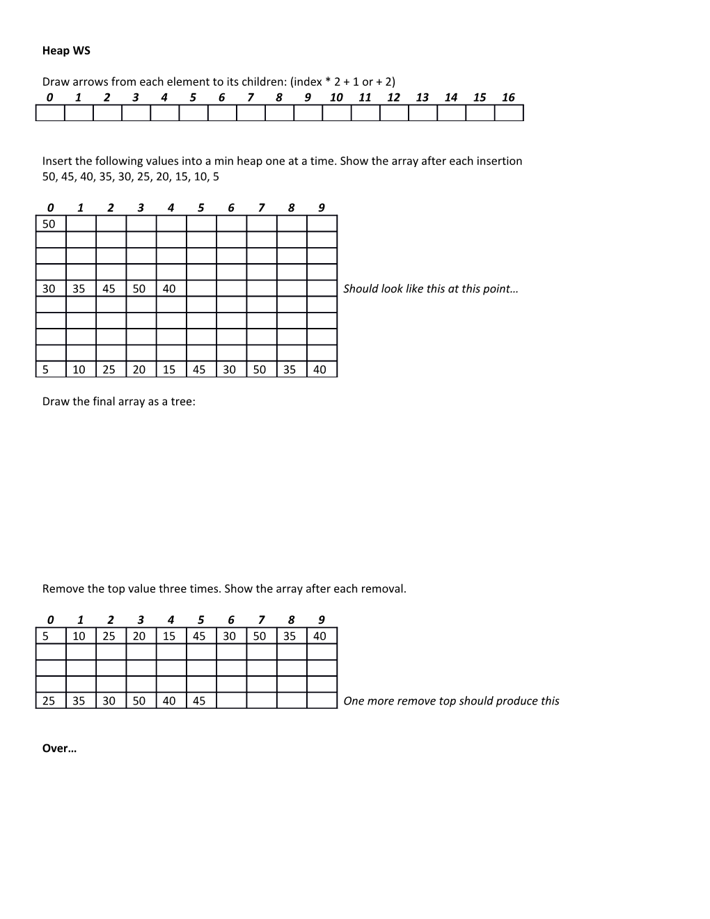 Draw Arrows from Each Element to Its Children: (Index * 2 + 1 Or + 2)